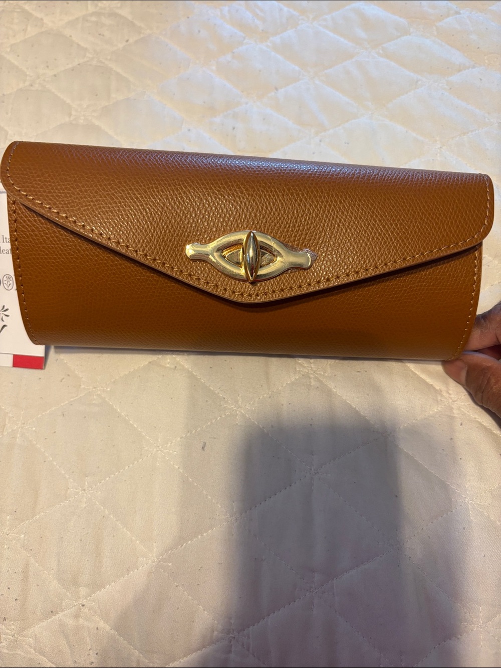Isadora Classic Tan Leather Envelope Clutch